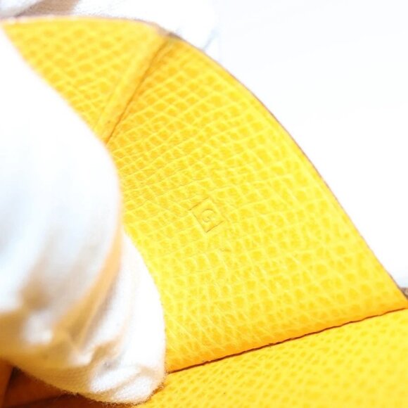 HERMES Bean Wallet Leather Yellow Auth BA3777 - Picture 11 of 16